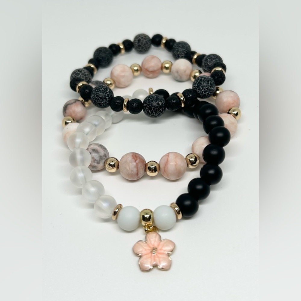 Gold Blush Stretch Bracelet Stack. - image 1